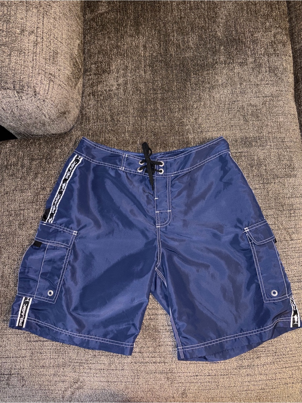 Navy Blue Black Fin Pelagic Swim Shorts Size 30 - Picture 1 of 11